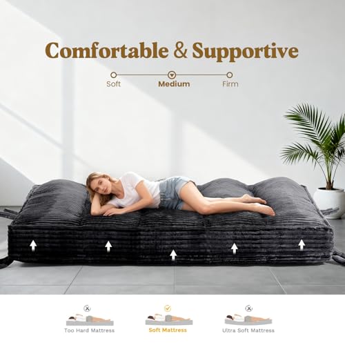 10-Inch Thick Full Size Futon Mattress, Foldable Faux Fur Floor Bed