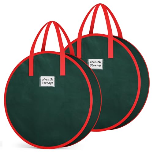 Christmas Wreath Storage Bag 2-Pack 24x8 Heavy-Duty Organizer