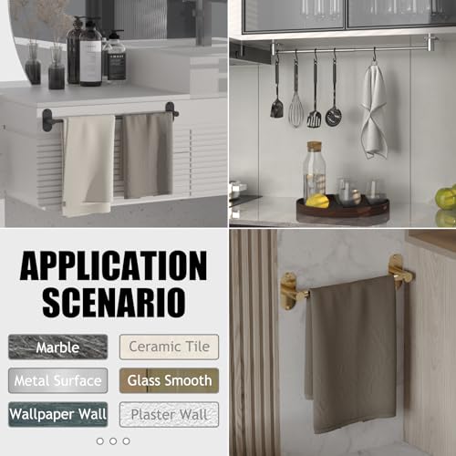 MIROAMZ Adjustable Stainless Steel Towel Bar - Wall Mount 14.4"-25.2"