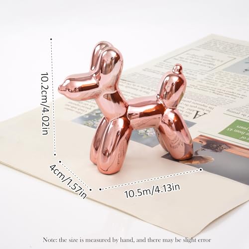 Modern Ceramic Balloon Dog Statue, Pink Animal Sculpture for Home Decor