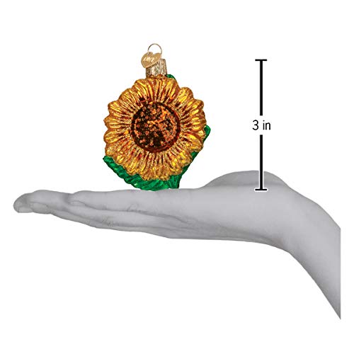 Hand Blown Glass Sunflower Christmas Tree Ornament, 3-Inch