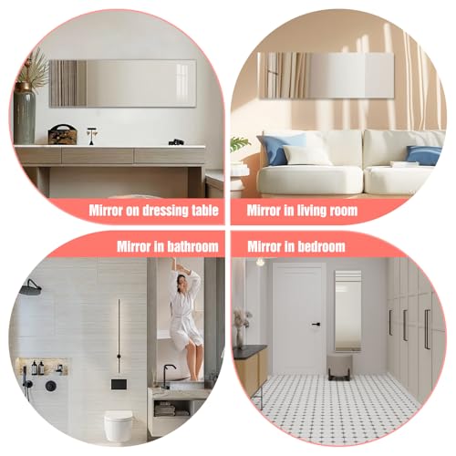Full Length Wall Mirror, 47x16 Inch Shatterproof Acrylic Adhesive Mirror