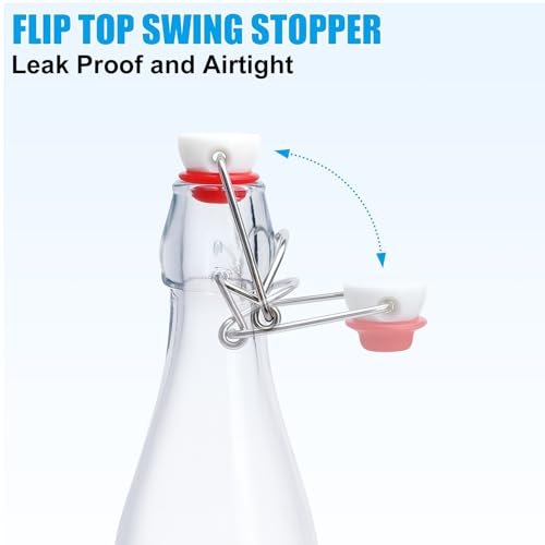 2 Pack Swing Top Glass Bottles 16oz with Airtight Lids for Brewing
