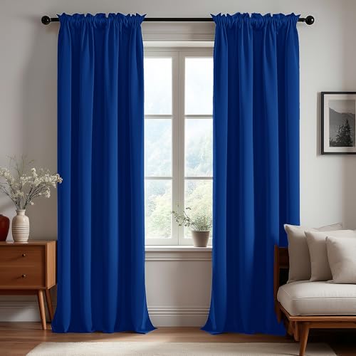 Deconovo Blackout Curtains, Thermal Insulated Rod Pocket Window Drapes, Noise Reducing, Oeko-TEX Certified, Room Darkening Curtains for Bedroom/Living Room, 2 Panels, Royal Blue, 52W x 84L