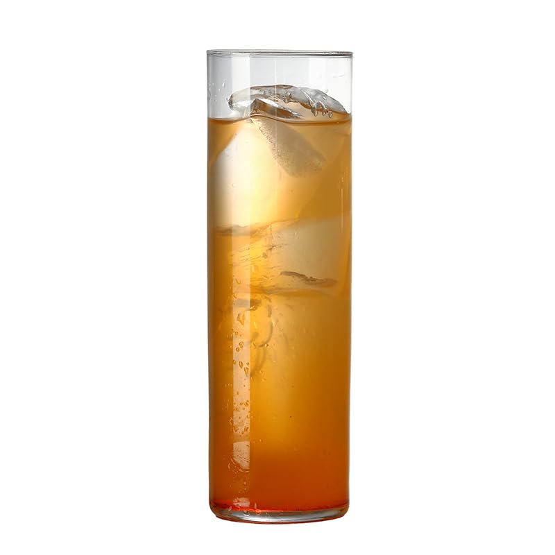 Cocktail Geek 6pcs 12oz Collins Glass Set - Clear Tall Drinking Glasses for Cocktails & Beverages