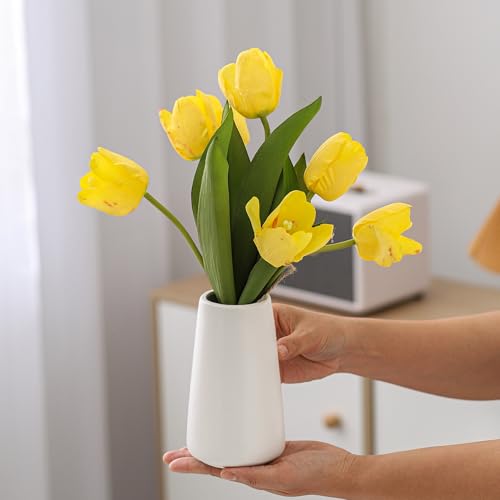 6-Inch Small White Ceramic Flower Vase for Boho Home Decor Centerpieces
