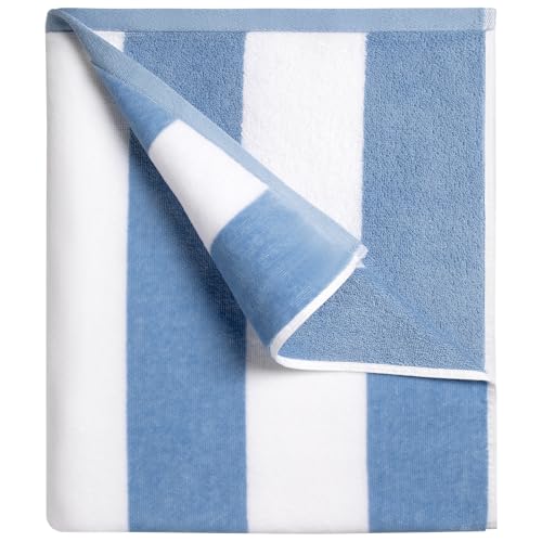 Oversized 100% Cotton Beach Towel - 35 x 70 Inch Striped Pool Towel