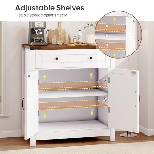 30" Modern Farmhouse Coffee Bar Station, Kitchen Sideboard Cabinet - White