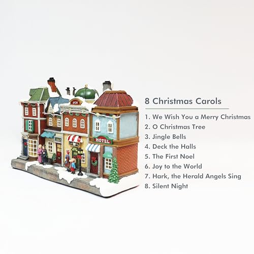 Lighted Christmas Village Scene with Music - 1929 Townhouse Decor