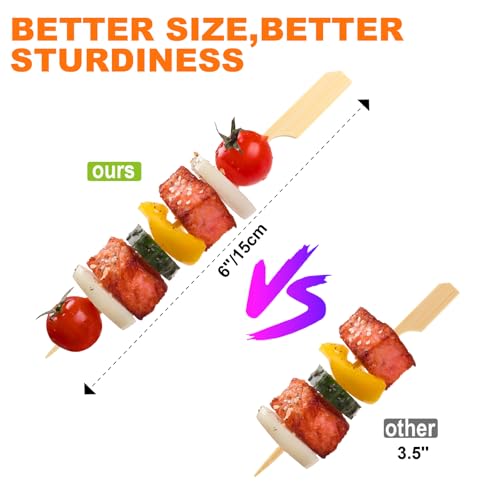 200-Piece Bamboo Appetizer Skewers, 6-Inch Flat Paddle Cocktail Picks