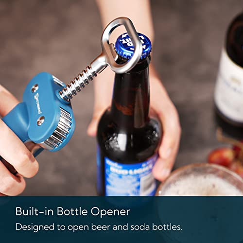KITCHENDAO Navy Blue 3-in-1 Wine & Beer Opener with Foil Cutter & Corkscrew