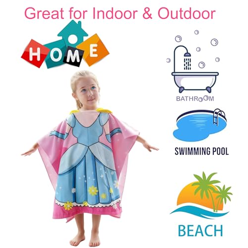 Kids Hooded Beach Towel Poncho for Toddler Girls - Soft Swim Cover-Up