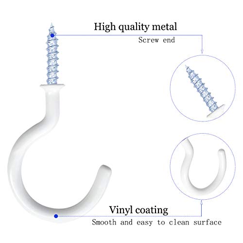 12 Pack Vinyl Coated Screw-In Ceiling Hooks for Indoor & Outdoor Use