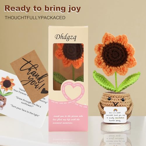 Handmade Crochet Sunflower Doll Gift - Desk Decor, Appreciation Card Included