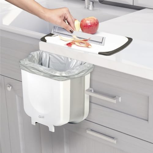 Collapsible Waste Bin 2-Gallon Compact Expandable Trash Can White