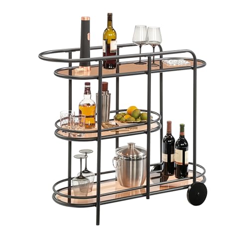 Sauder Coral Cape Bar Cart Metal/Glass, Black Finish