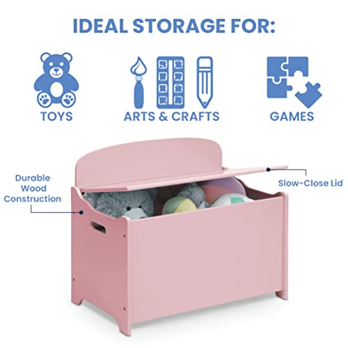 Deluxe Wooden Toy Chest with Slow-Closing Safety Lid, Dusty Rose