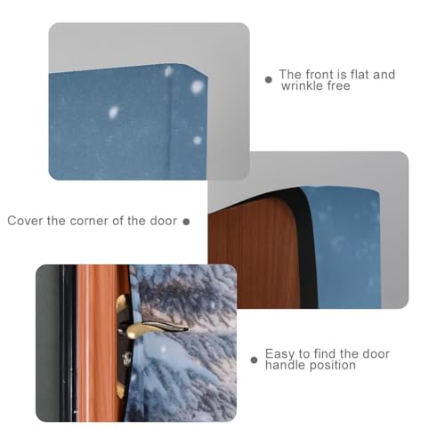 Burbuja 35 x 79 in Snowy Forest Door Cover - Stretch Fabric Backdrop for Holidays