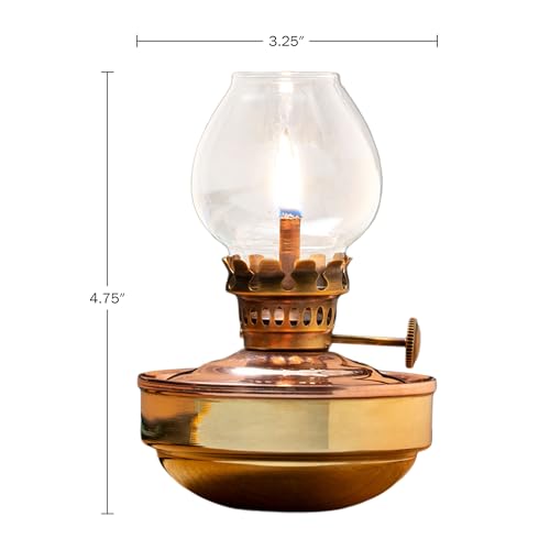 Naval-Style Copper & Brass Oil Lamp - Vintage Kerosene Lantern, 4.75"