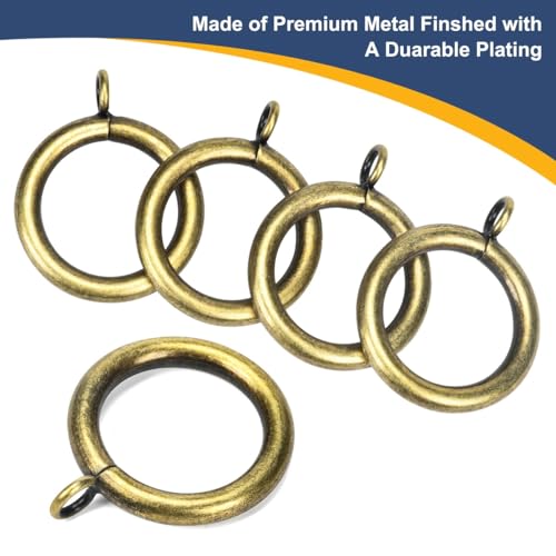 Antique Brass Metal Curtain Rings - 1.25-Inch Inner Diameter, 40 Pack
