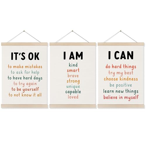 Inspirational Classroom Wall Art Poster Set 12x16 Inch Positive Affirmations