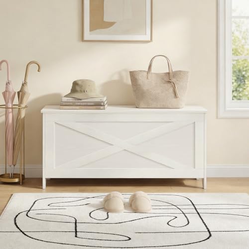 39.4-Inch Storage Bench with Safety Lid, Modern Toy Chest & Entryway Organizer