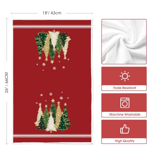 Artoid Mode Red Star Christmas Kitchen Towels Set of 4 18x26 Inches - Holiday Decor