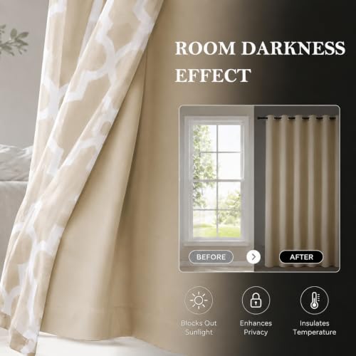 4-Piece Curtain Set with Moroccan Sheers & Room Darkening Drapes