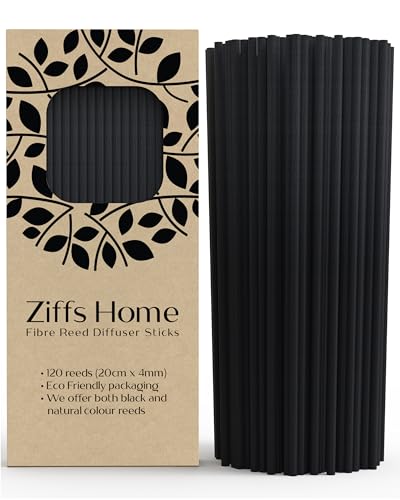 120pcs Black Fibre Reed Diffuser Sticks - 20cm Premium Thick Replacement Reeds