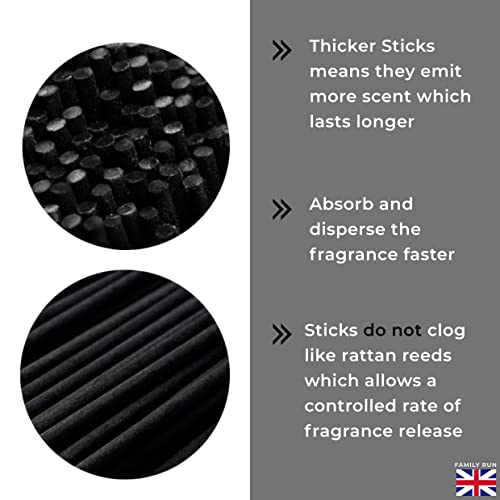 120pcs Black Fibre Reed Diffuser Sticks - 20cm Premium Thick Replacement Reeds