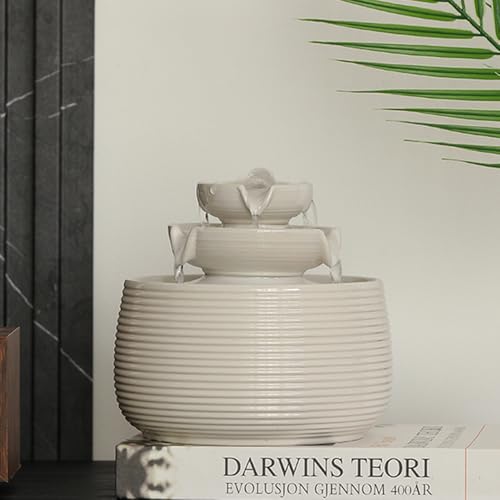 Mini Ceramic Tabletop Water Fountain - Quiet Desktop Waterfall Feature