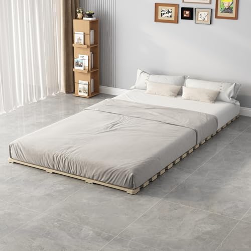 Full Size Solid Wood Floor Bed Slats Rollable Tatami Mattress Foundation