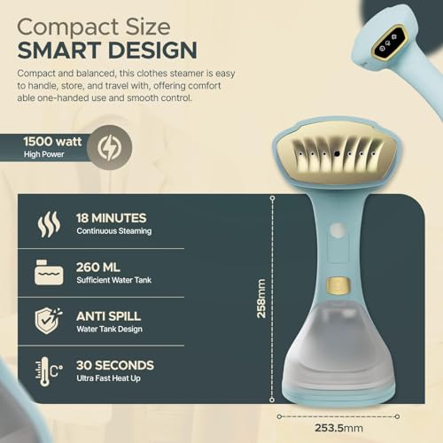 1500W Handheld Clothes Steamer - Fast Heat-Up & Portable Wrinkle Remover