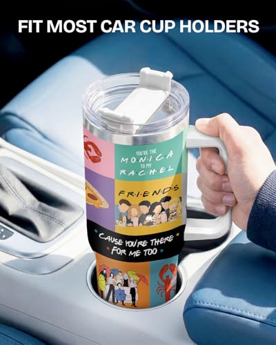 34HD TV MovieCB12 Colorful Friendship 40 oz Tumbler with Handle, Bestie Gift