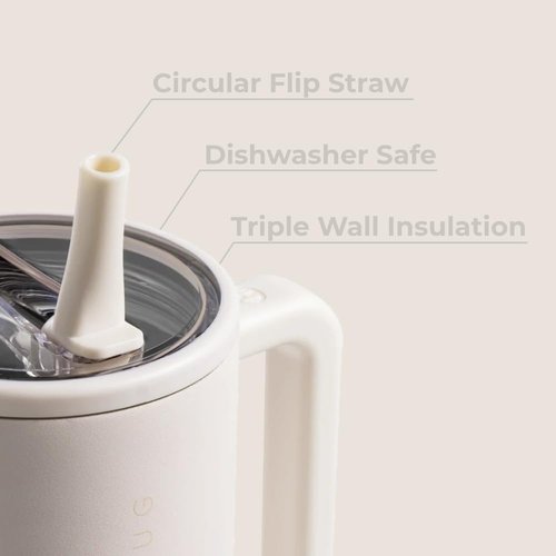 HydroJug Traveler 32 oz Water Bottle - Leak Resistant, Insulated with Handle & Flip Straw - Cream