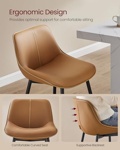 Counter Height Bar Stools with Back - Set of 2, Caramel Brown