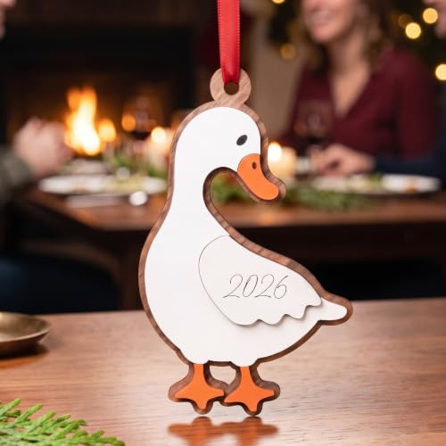 Duck Christmas Ornament - 4 Inch Writable Wooden Name Ornament