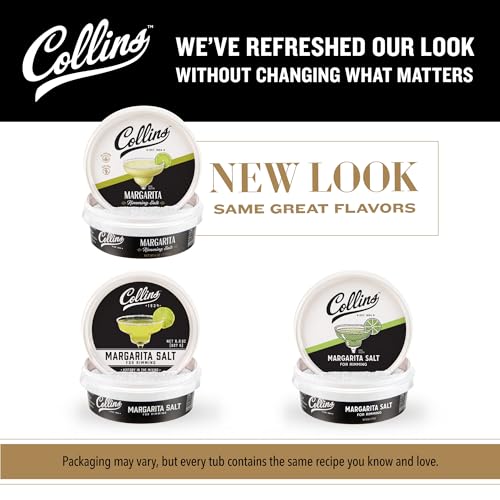 Collins Margarita Salt Rimmer for Cocktails - 6oz White Rim Salt for Margaritas & Shots - Perfect for Tequila & Mezcal Drinks - Margarita Salt Variant