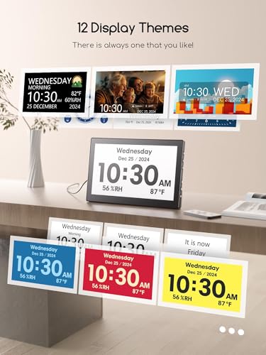 10.1-Inch Large Digital Calendar Clock with 20 Alarms and Temperature Display