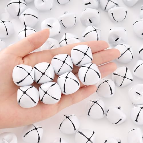 1-Inch White Jingle Bells for Crafts - 50 Pcs Metal Christmas Bells