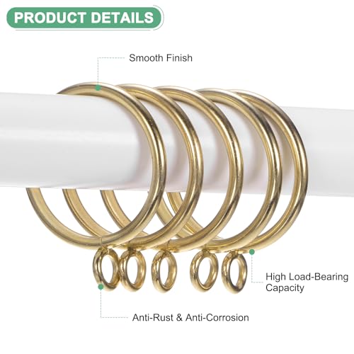 30-Pack Gold Curtain Rings with Eyelet, 1-Inch Rustproof Metal Drapery Rings