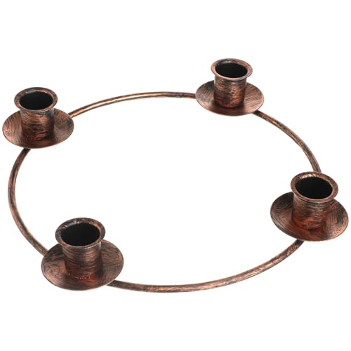 Bronze Metal Christmas Advent Candle Holder - 4 Taper Candle Stand