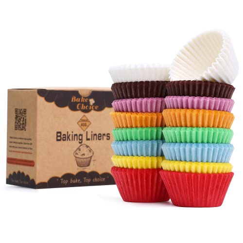Rainbow Mini Cupcake Liners - 400 Pcs Christmas Baking Cups with Food-Grade Parchment