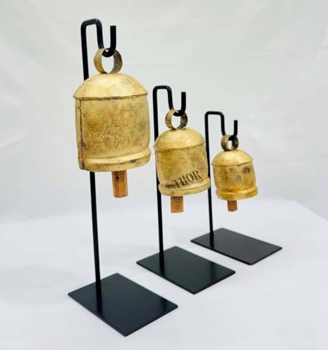 Brass Rustic Christmas Cow Bells Set of 3 - Handmade Holiday Decor