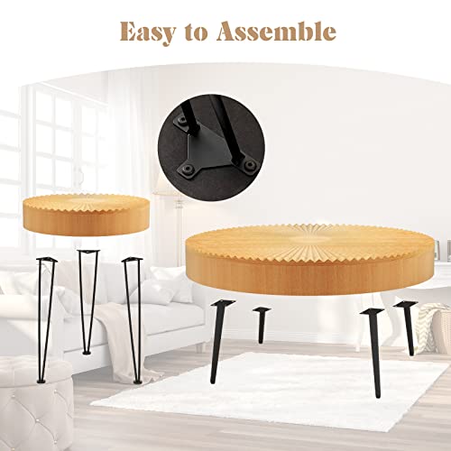 2-Piece Round Nesting Coffee Table Set with Solid Pine Wood Top