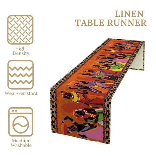 DKMQQUL African Table Runner 13x36 Inch Retro Black Women Tribal Decor Kwanzaa