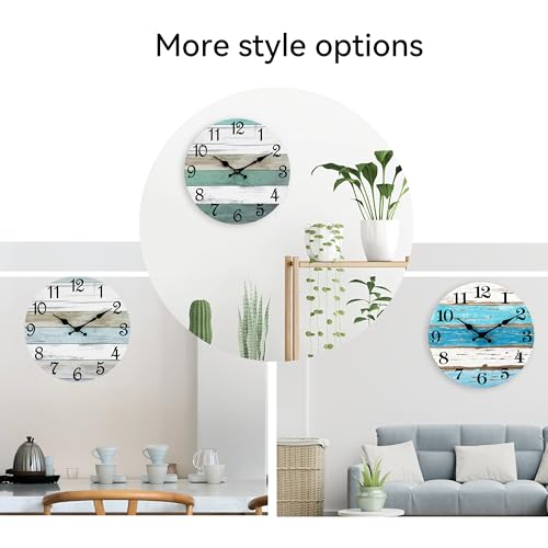 Silent Coastal Nautical Wall Clock - 8 Inch Non-Ticking Beach Decor