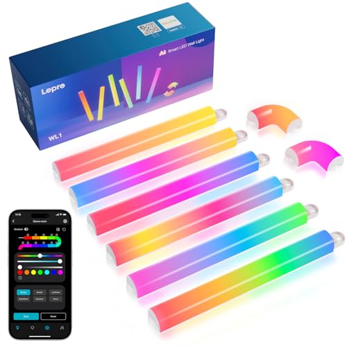 Lepro WL1 AI Smart RGB Wall Lights 6+2 | Voice Control, Wi‑Fi/Bluetooth, LightBeats Music Sync
