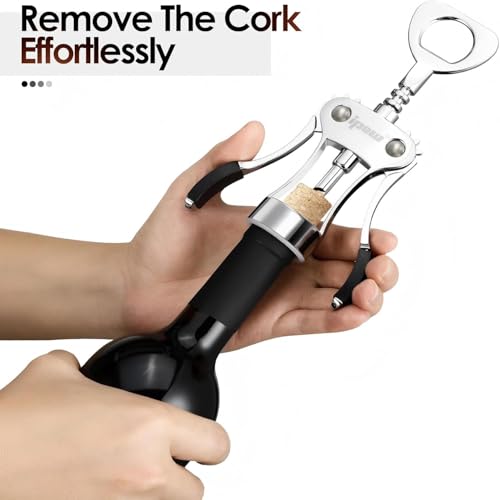 IPOW Silver Zinc Alloy Wing Corkscrew with Built-in Bottle Opener