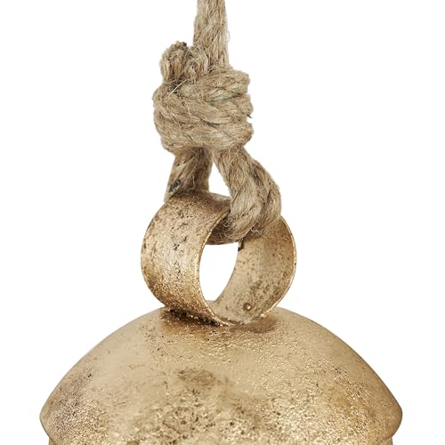 Rustic Gold Metal Cow Bells Set of 3 - Hanging Wall Decor with Jute Rope